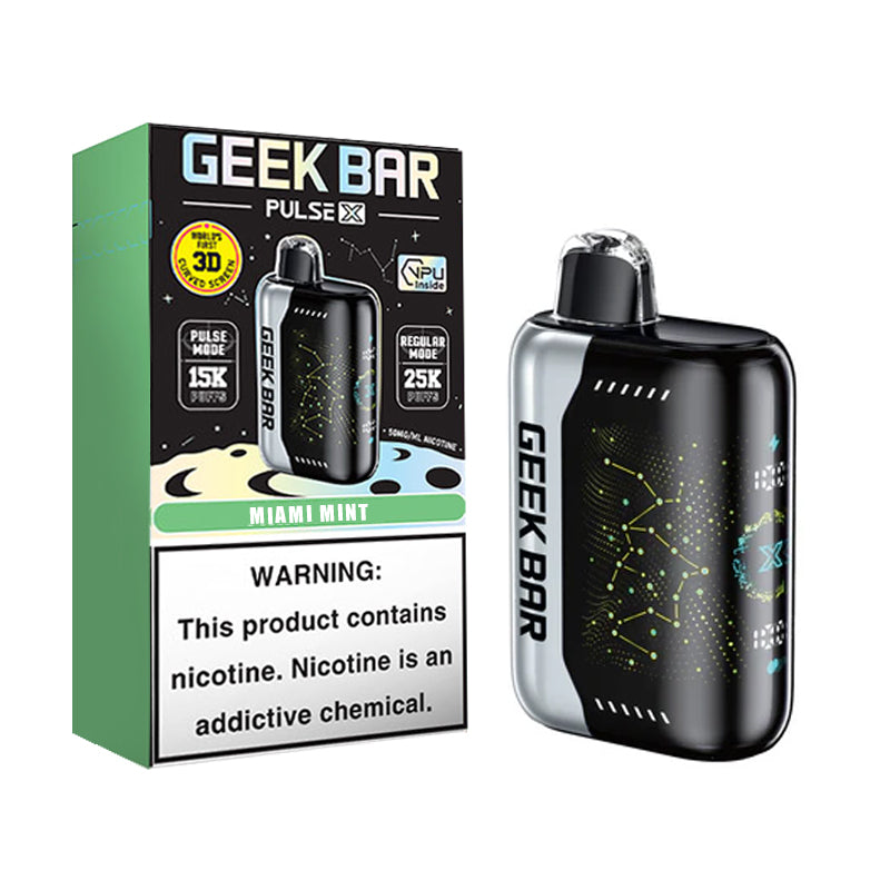 Geek Bar Deutschland Geek Bar Pulse X 25000 Puffs Miami Mint Rechargeable  Disposable Vape 20mg What Flavor Is Miami Mint Geek Bar