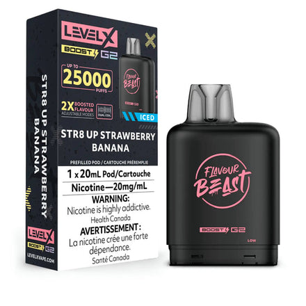 Str8 Up Strawberry Banana Level x Boost G2 Pods